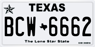 TX license plate BCW6662