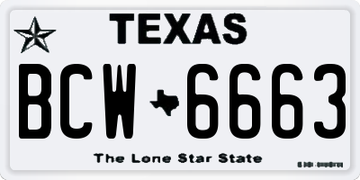 TX license plate BCW6663