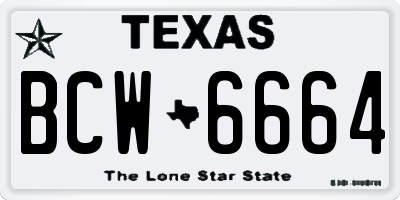 TX license plate BCW6664
