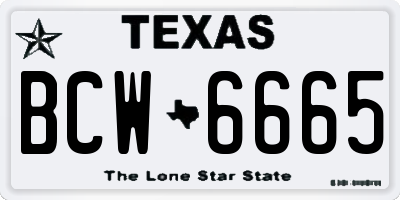 TX license plate BCW6665