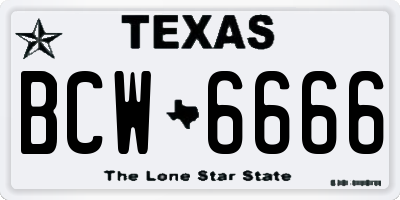 TX license plate BCW6666