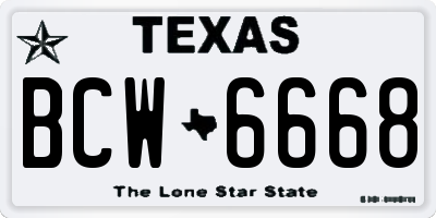 TX license plate BCW6668