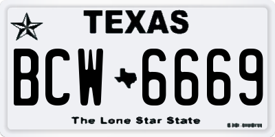 TX license plate BCW6669