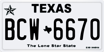 TX license plate BCW6670