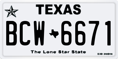 TX license plate BCW6671