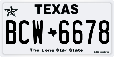 TX license plate BCW6678