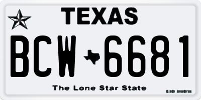 TX license plate BCW6681