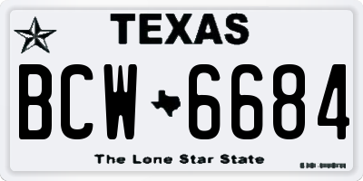 TX license plate BCW6684