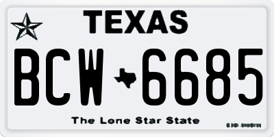 TX license plate BCW6685