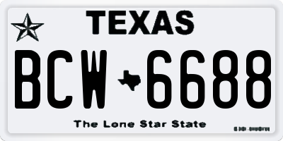 TX license plate BCW6688
