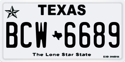 TX license plate BCW6689