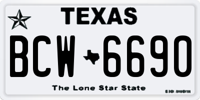 TX license plate BCW6690