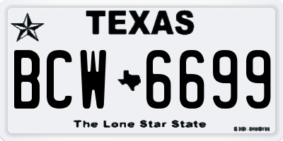 TX license plate BCW6699