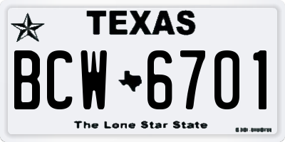 TX license plate BCW6701