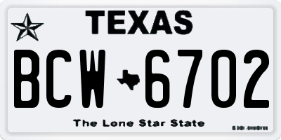 TX license plate BCW6702