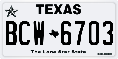TX license plate BCW6703