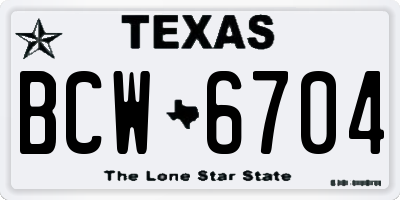 TX license plate BCW6704