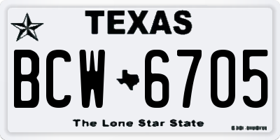TX license plate BCW6705