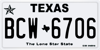 TX license plate BCW6706