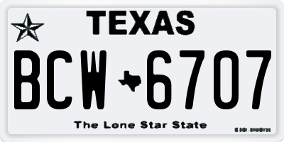 TX license plate BCW6707