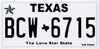 TX license plate BCW6715