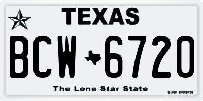 TX license plate BCW6720