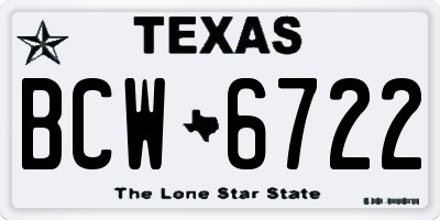 TX license plate BCW6722