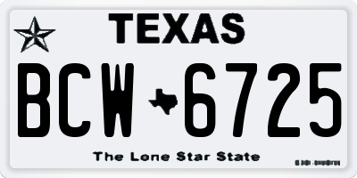 TX license plate BCW6725