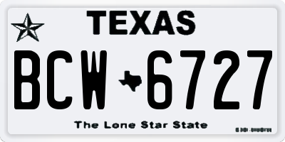 TX license plate BCW6727