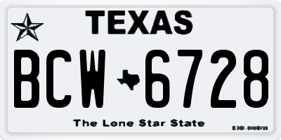TX license plate BCW6728