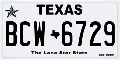 TX license plate BCW6729