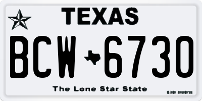 TX license plate BCW6730