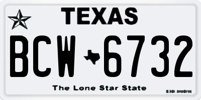 TX license plate BCW6732