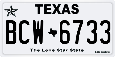 TX license plate BCW6733