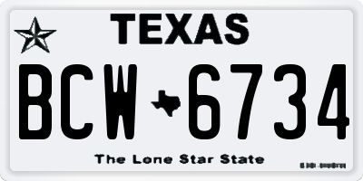 TX license plate BCW6734