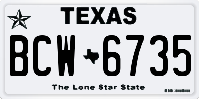 TX license plate BCW6735