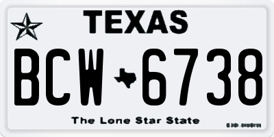TX license plate BCW6738