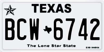TX license plate BCW6742