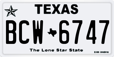 TX license plate BCW6747