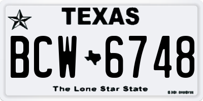 TX license plate BCW6748