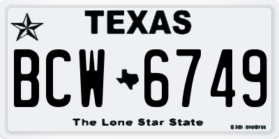TX license plate BCW6749