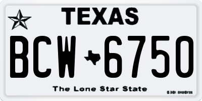 TX license plate BCW6750