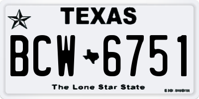 TX license plate BCW6751