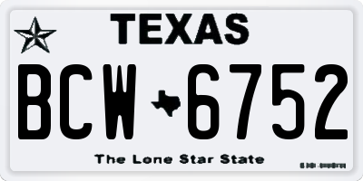 TX license plate BCW6752