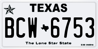 TX license plate BCW6753