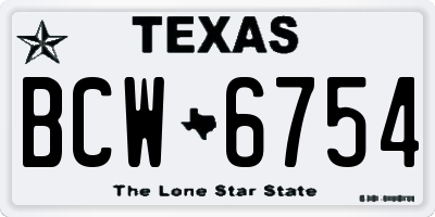 TX license plate BCW6754