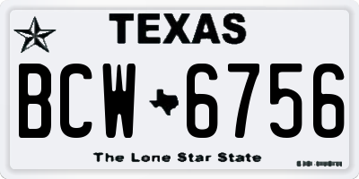 TX license plate BCW6756