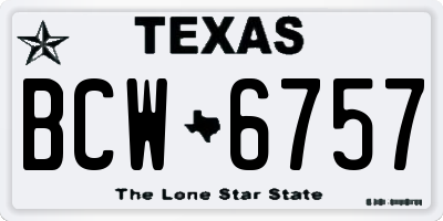 TX license plate BCW6757