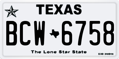 TX license plate BCW6758