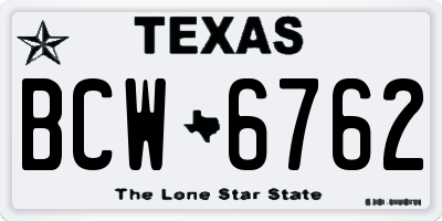 TX license plate BCW6762